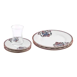 Karaca Nakkaş 18 Piece Porcelain Serveware Set for 6 People, 19cm, White Multi
