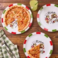 Karaca Napoly 5-Piece Porcelain Pizza Set for 4 People, White Multi