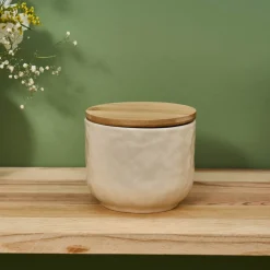 Karaca Nebula Stoneware Storage Container, 8cm, Beige