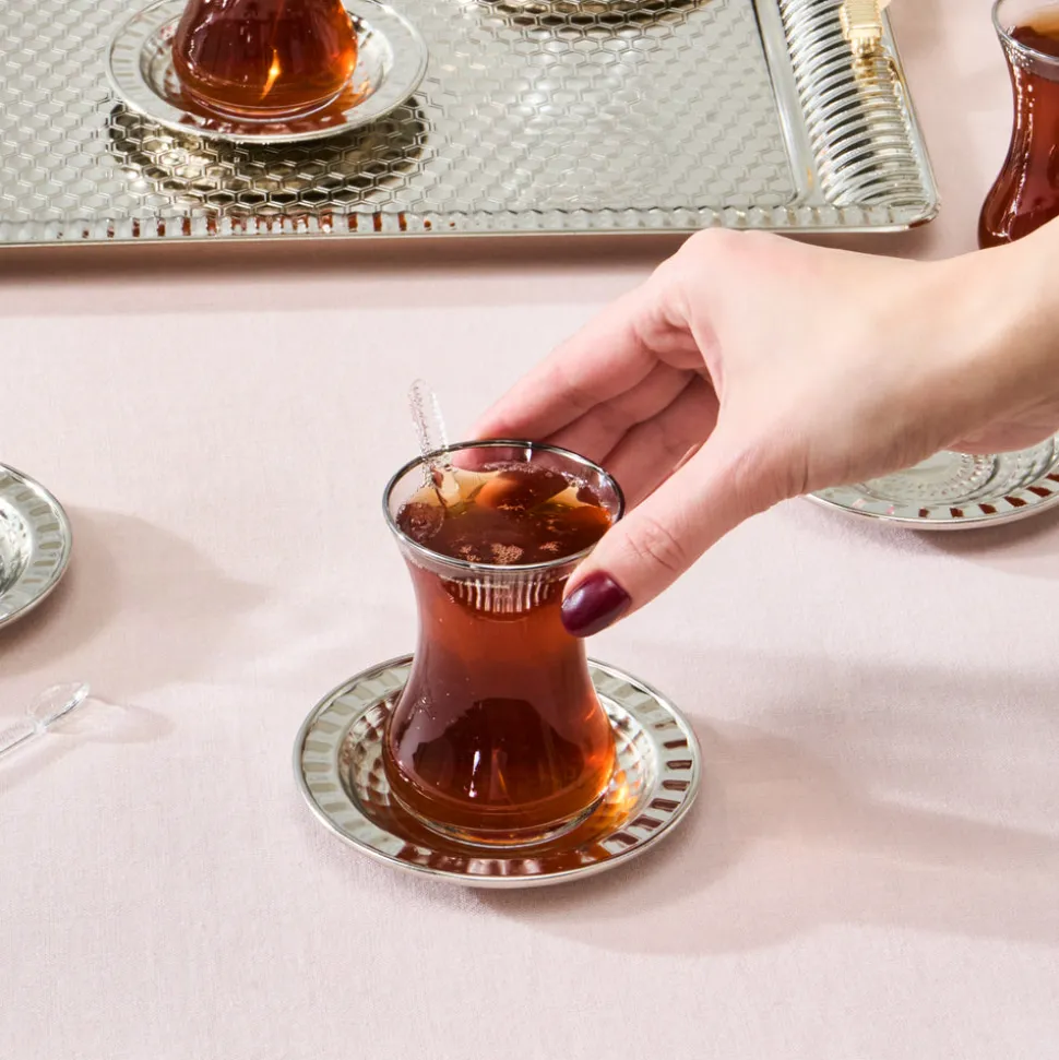 Karaca Nehir 19-Piece Turkish Tea Set for 6 People, 130ml, Multi
