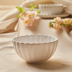Karaca New Daisy Cereal/Soup Bowl, 15,5cm, White