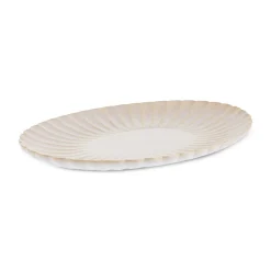 Karaca New Daisy Oval Stoneware Serving Platter, 36cm, White