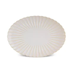 Karaca New Daisy Oval Stoneware Serving Platter, 36cm, White