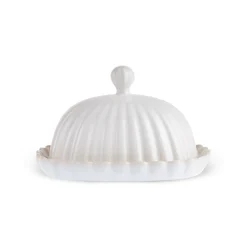 Karaca New Daisy Stoneware Butter Dish, 18,5cm, White
