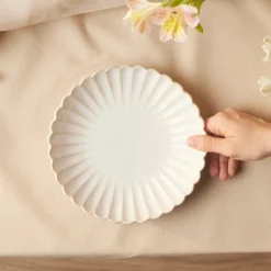 Karaca New Daisy Stoneware Pasta Bowl, 22,5cm, White