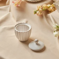 Karaca New Daisy Stoneware Sugar Bowl, 230ml, White