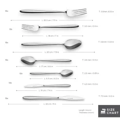 Karaca New Flow 84-Piece Stainless Steel Cutlery Set for 12 People, Silver