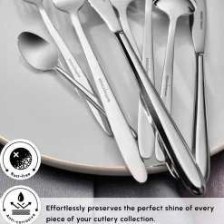 Karaca New Flow 84-Piece Stainless Steel Cutlery Set for 12 People, Silver