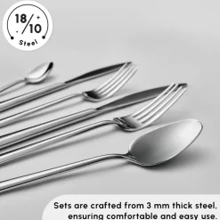 Karaca New Flow 84-Piece Stainless Steel Cutlery Set for 12 People, Silver