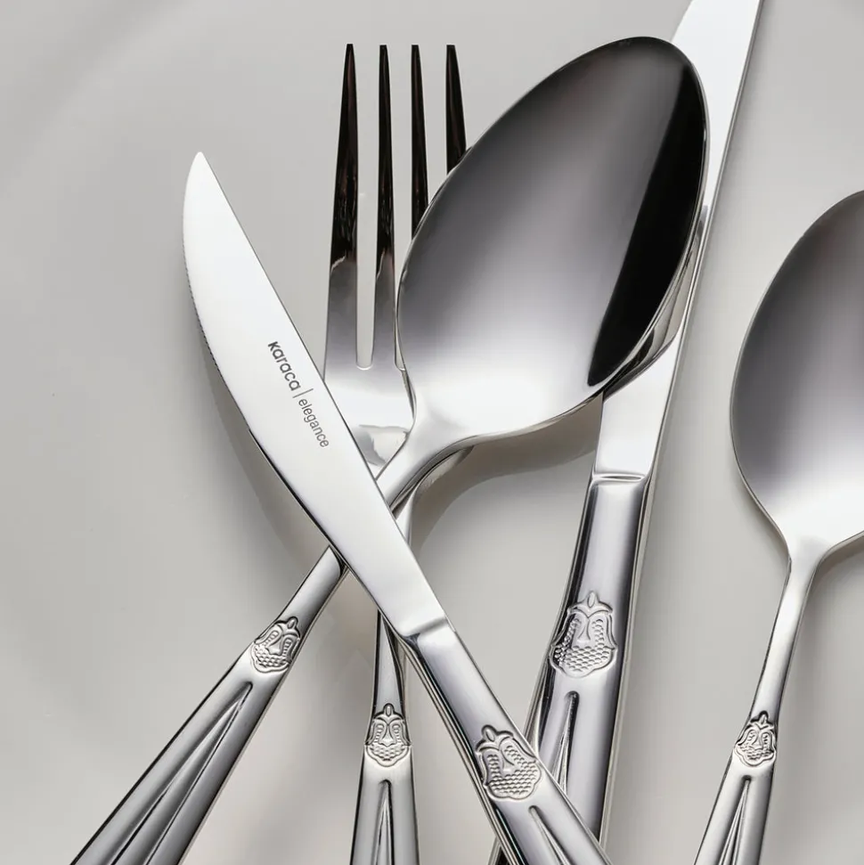 Karaca New Mantilla 84-Piece Stainless Steel Cutlery Set for 12 People, Platin