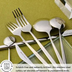 Karaca New Porto Elegance 84-Piece Stainless Steel Cutlery Set for 12 People, Silver
