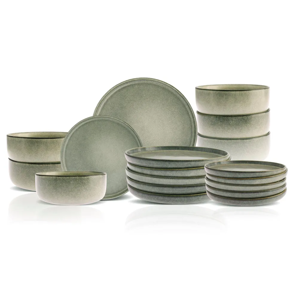 Karaca New Skal 18-Piece Reactive Glaze Dinner Set for 6 People, Grey