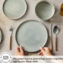 Karaca New Skal 18-Piece Reactive Glaze Dinner Set for 6 People, Grey