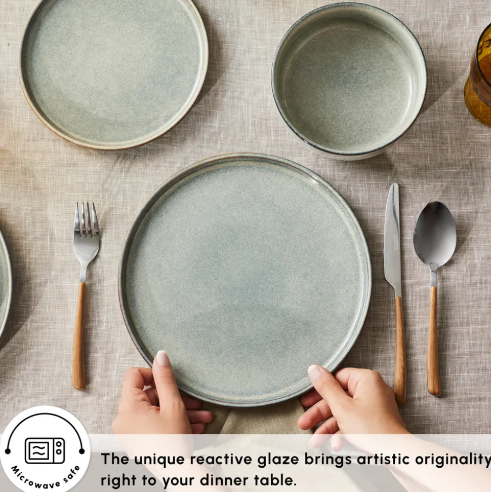 Karaca New Skal 18-Piece Reactive Glaze Dinner Set for 6 People, Grey