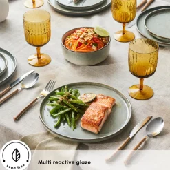 Karaca New Skal 18-Piece Reactive Glaze Dinner Set for 6 People, Grey