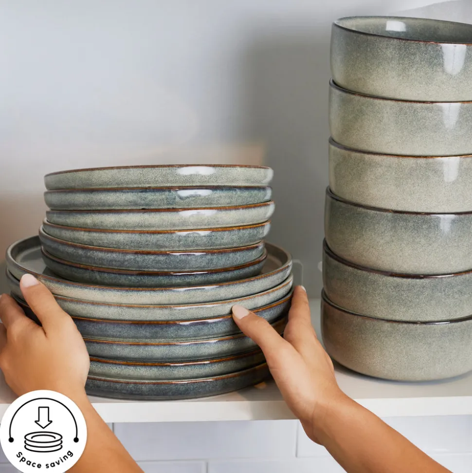 Karaca New Skal 18-Piece Reactive Glaze Dinner Set for 6 People, Grey