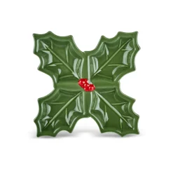 Karaca New Year Butcher's Broom 4-Section Snack Bowl, 18cm, Green