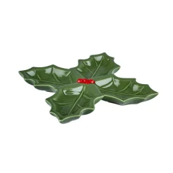 Karaca New Year Butcher's Broom 4-Section Snack Bowl, 18cm, Green