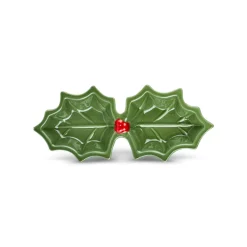 Karaca New Year Butcher's Broom 2-Section Snack Bowl, 18cm, Green