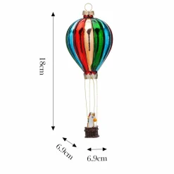 Karaca New Year Christmas Baloon Glass Tree Decoration, 6.9cmx6.9cmx18cm, Multi