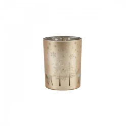 Karaca New Year Christmas Helena Glass Candle Holder, 10cmx12.5cm, Gold