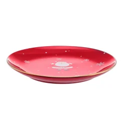 Karaca New Year Christmas New Generation Bone Golden Line Dinner Plate, 27cm, Red Multi