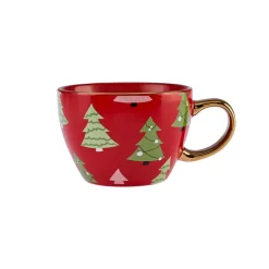Karaca New Year Christmas New Generation Bone Golden Line Mug, 325ml, Red Multi