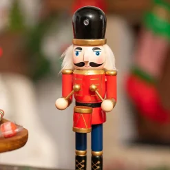 Karaca New Year Christmas Nutcracker with Drums Figure, 25cm, Red Multi