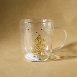 Karaca New Year Christmas Pia Double Trimmed Star Mug, 350ml, Clear