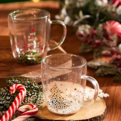 Karaca New Year Christmas Pia Double Trimmed Star Mug, 350ml, Clear