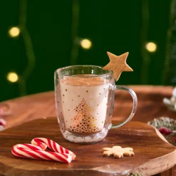 Karaca New Year Christmas Pia Double Trimmed Star Mug, 350ml, Clear