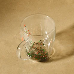 Karaca New Year Christmas Pia Double Trimmed Tree Mug, 350ml, Clear