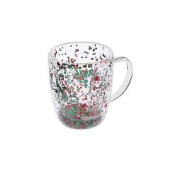 Karaca New Year Christmas Pia Double Trimmed Tree Mug, 350ml, Clear
