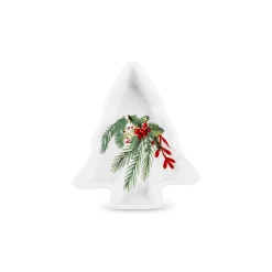 Karaca New Year Christmas 3-Piece Bamboo Pine Tree Snack Bowl, Multi