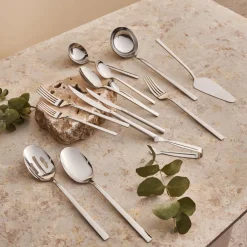 Karaca Nil 91-Piece Stainless Steel Cutlery Set with Serving Set, Silver