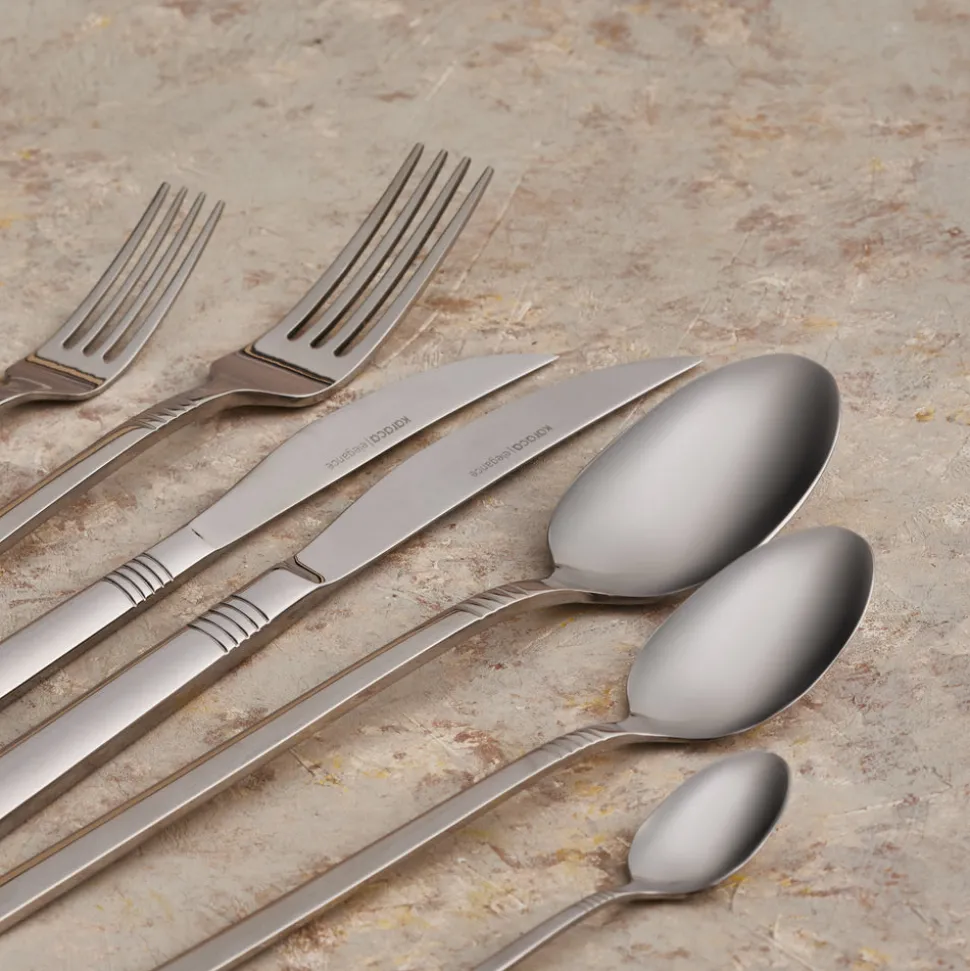 Karaca Nil 91-Piece Stainless Steel Cutlery Set with Serving Set, Silver