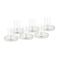 Karaca Nilufer 12-Piece Turkish Tea Set for 6 People, Transparent