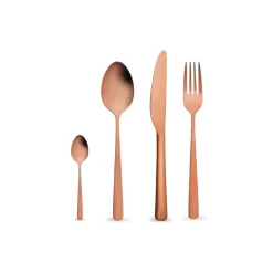 Karaca Nimbus 16 Piece Stainless Steel Cutlery Set for 4 People, Rose Gold