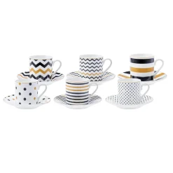 Karaca Nossa 12-Piece Porcelain Espresso Turkish Coffee Cup for 6 People, 80ml, Multi