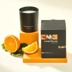 Karaca Orange Blossom Candle and Candlestick, Black