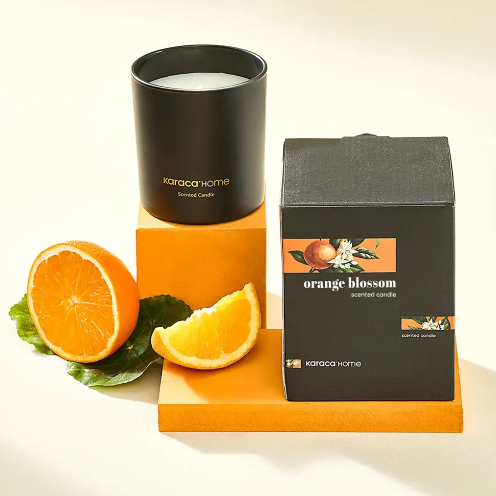 Karaca Orange Blossom Candle and Candlestick, Black