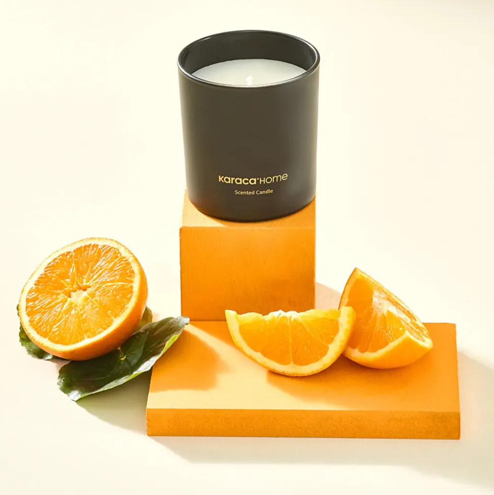 Karaca Orange Blossom Candle and Candlestick, Black