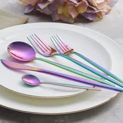 Karaca Orion 30-Piece Rainbow Stainless Steel Cutlery Set for 6 People, Multi