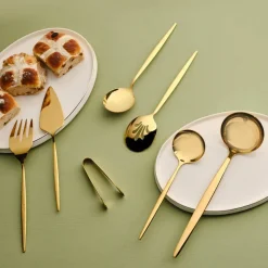 Karaca Orion 7-Piece Stainless Steel Serving Set, Shiny Gold