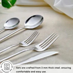 Karaca Orion 30-Piece Stainless Steel Cutlery Set for 6 People, Platinum