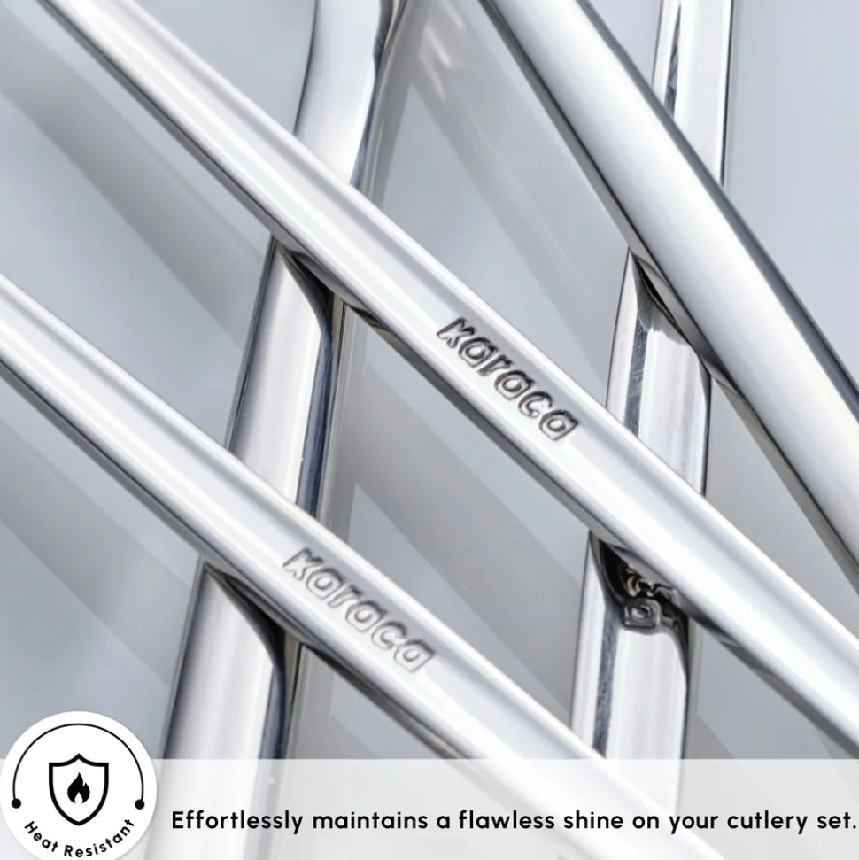 Karaca Orion 30-Piece Stainless Steel Cutlery Set for 6 People, Platinum
