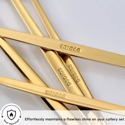 Karaca Orion 30-Piece Stainless Steel Cutlery Set for 6 People, Shiny Gold