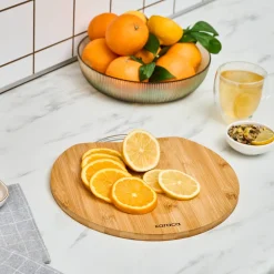Karaca Owen Bamboo Round Chopping Board, Large, Wood