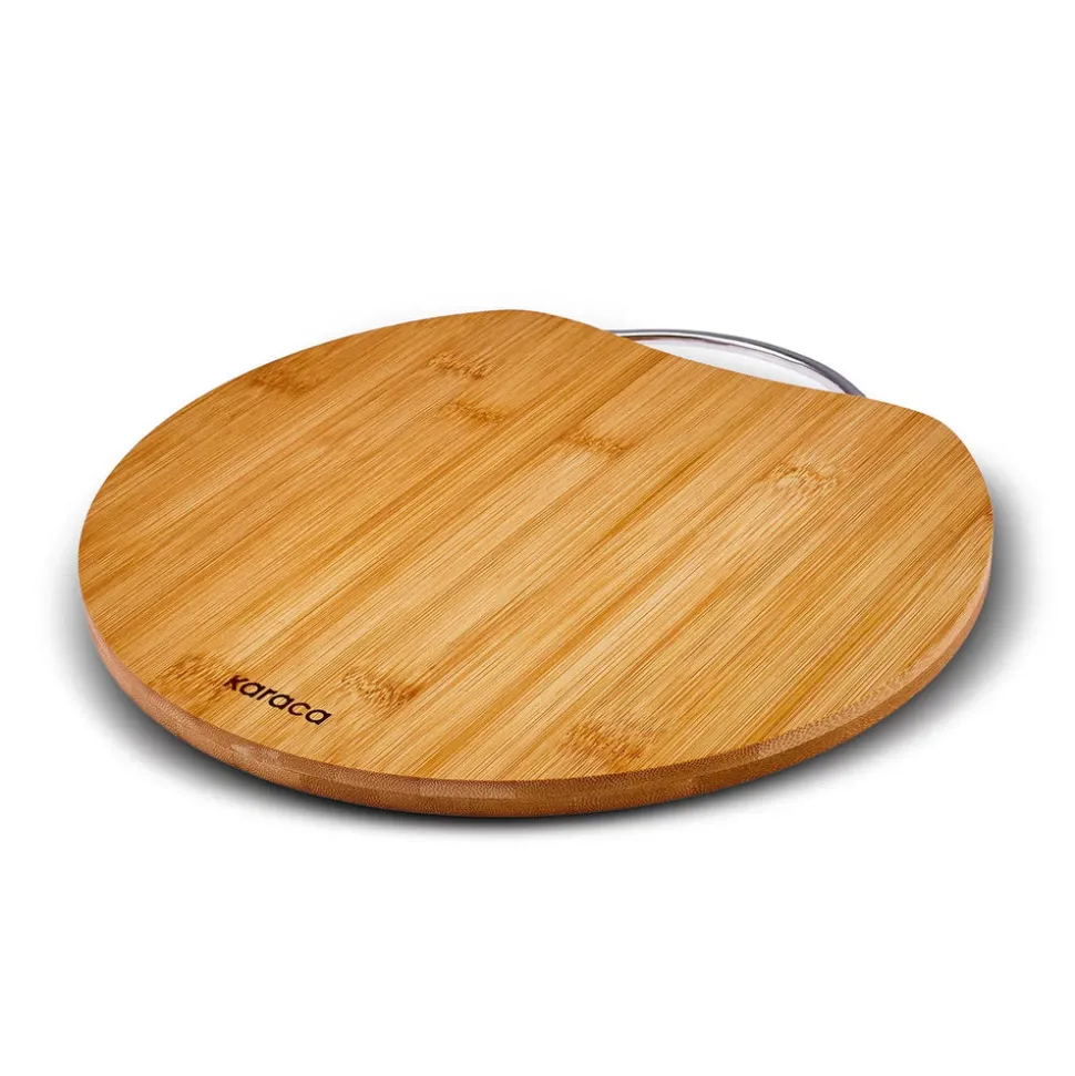 Karaca Owen Bamboo Round Chopping Board, Large, Wood