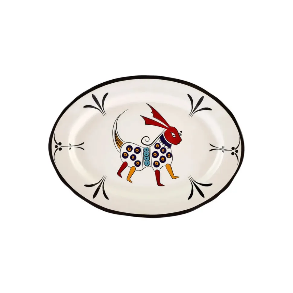 Karaca Paye Seljuk Collection Porcelain Serving Platter, 36cm, Black Multi